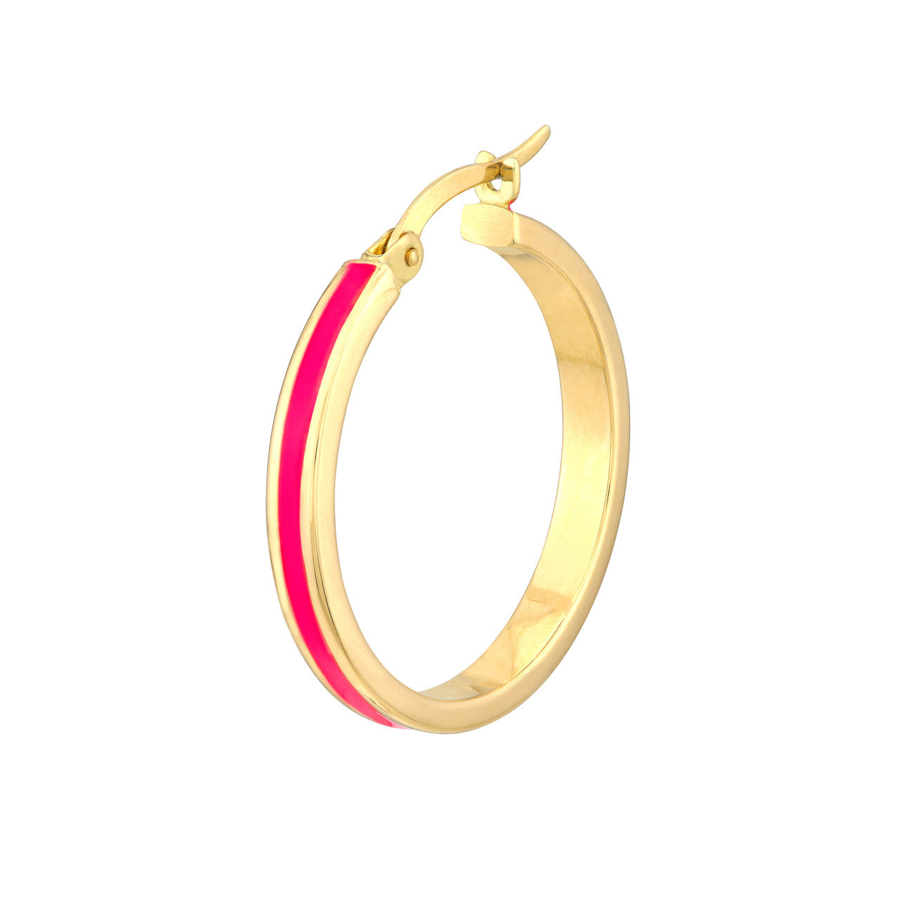 14k Pink Enamel Hoop